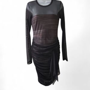 BCBGMaxAzria Black Long Sleeve‎ Sheer Dress